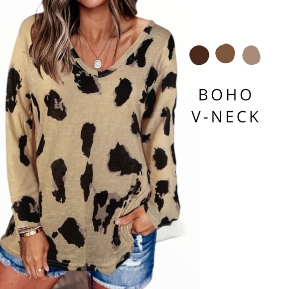 autumnsmoonshop Tops - Boho V-Neck Long Sleeve Shirt